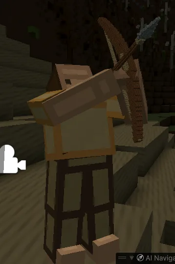 The corrected bow pose held naturally against the character