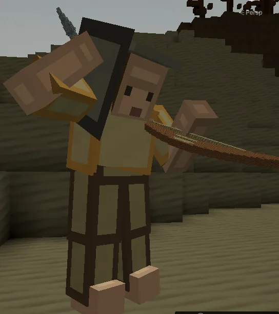 A failed bow IK pose with the character holding the weapon awkwardly