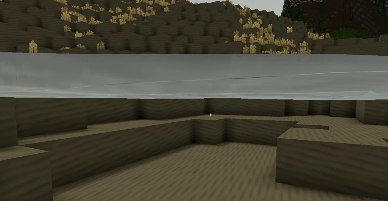 The first water surface using a flat texture in the voxel world