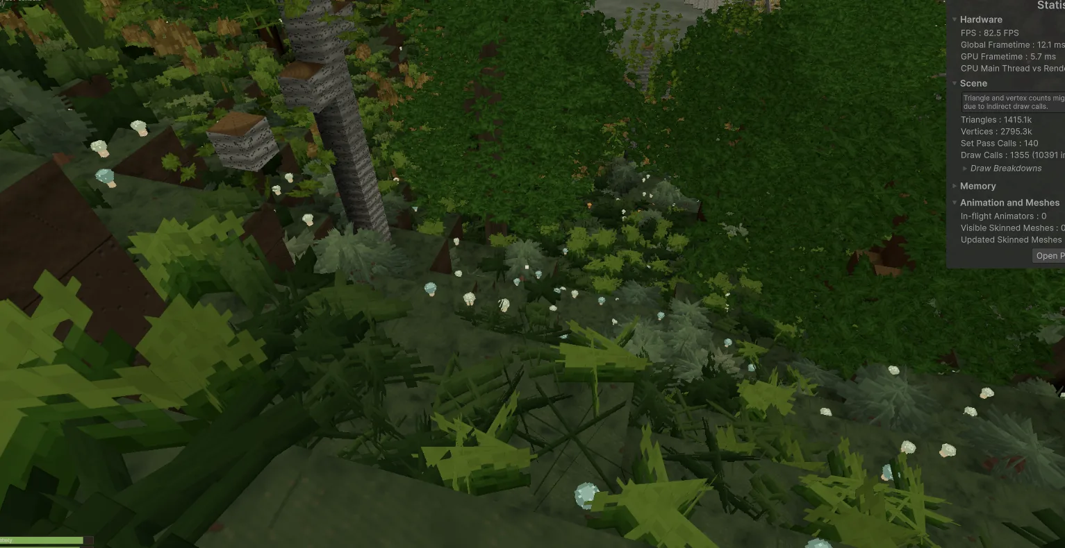 Scattered mushrooms rendering with incorrect lighting