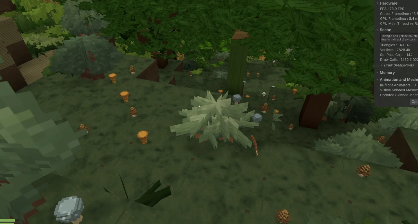 An overpopulated scatter test with too many ground objects