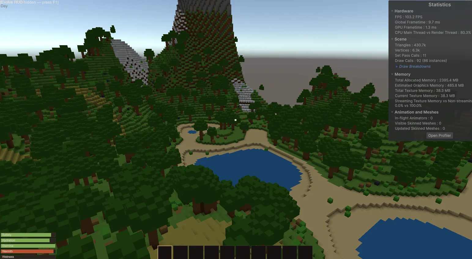 An early forest made from solid voxel block trees