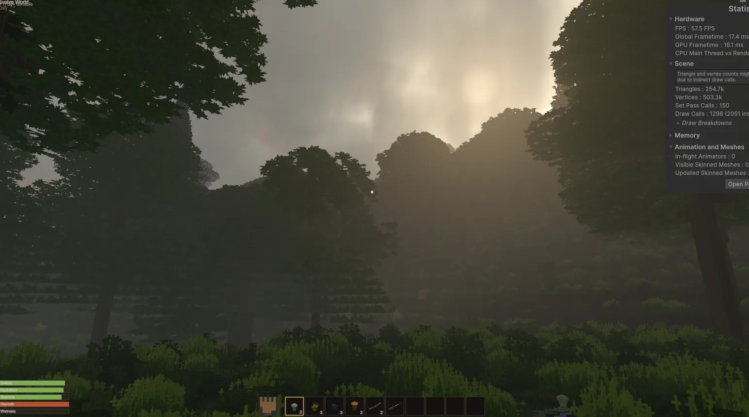 Improved volumetric clouds with early god rays through the fog